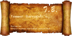 Temmer Barnabás névjegykártya